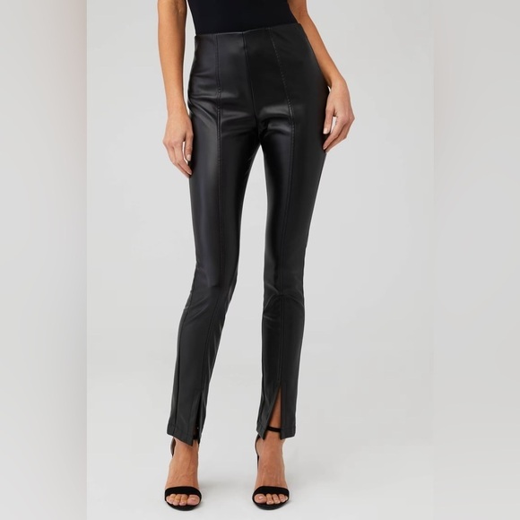 Steve Madden Anastasia Legging Split Bottom Hem Black Faux Leather New with Tags - Picture 1 of 11